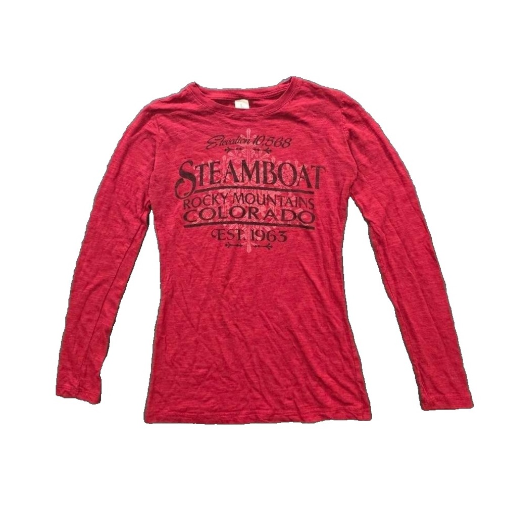 Yesterdays Women's Red Print Long Sleeve T-Shirt top Size S A011494
